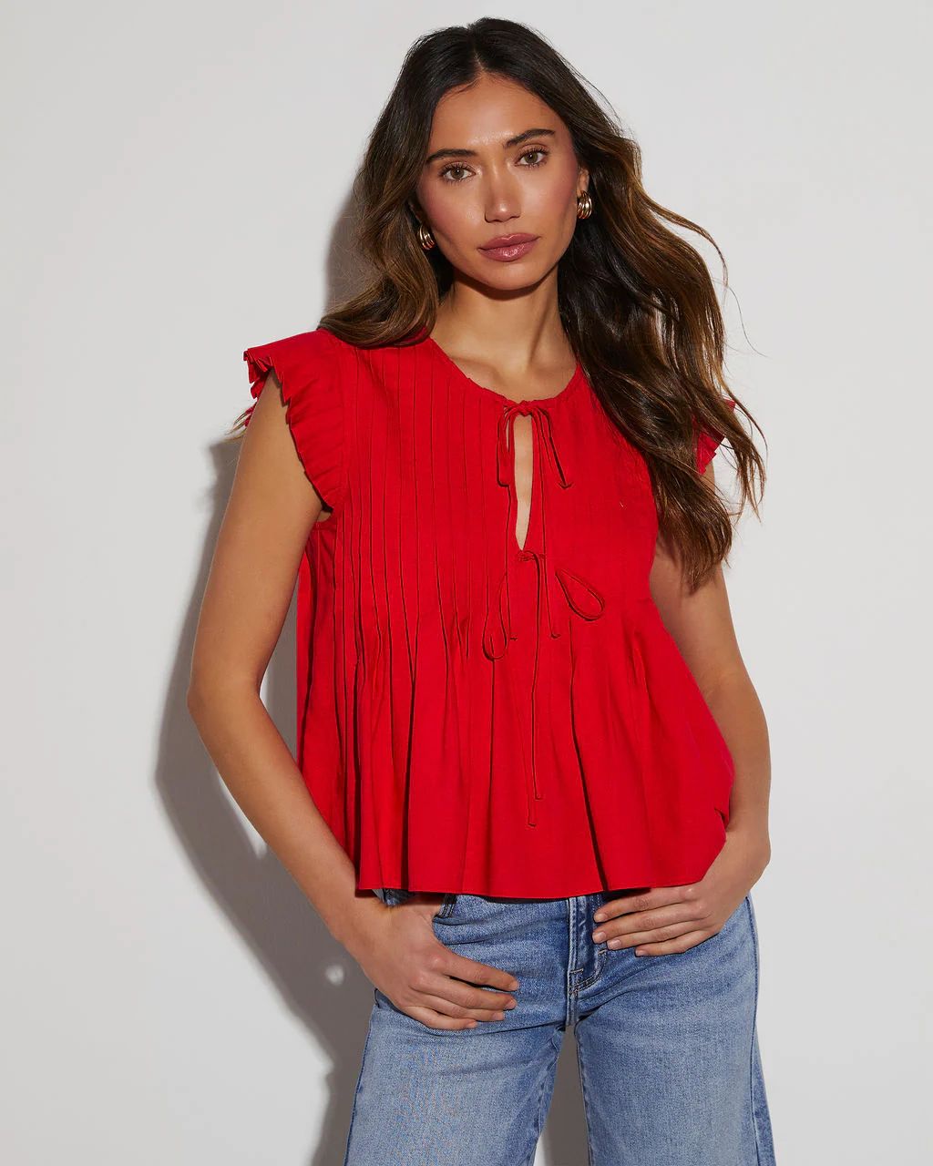 Gina Linen Tie Neck Blouse | VICI Collection