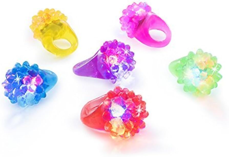 Super Z Outlet Flashing Colorful LED Light Up Bumpy Jelly Rubber Rings Finger Toys for Parties, E... | Amazon (US)