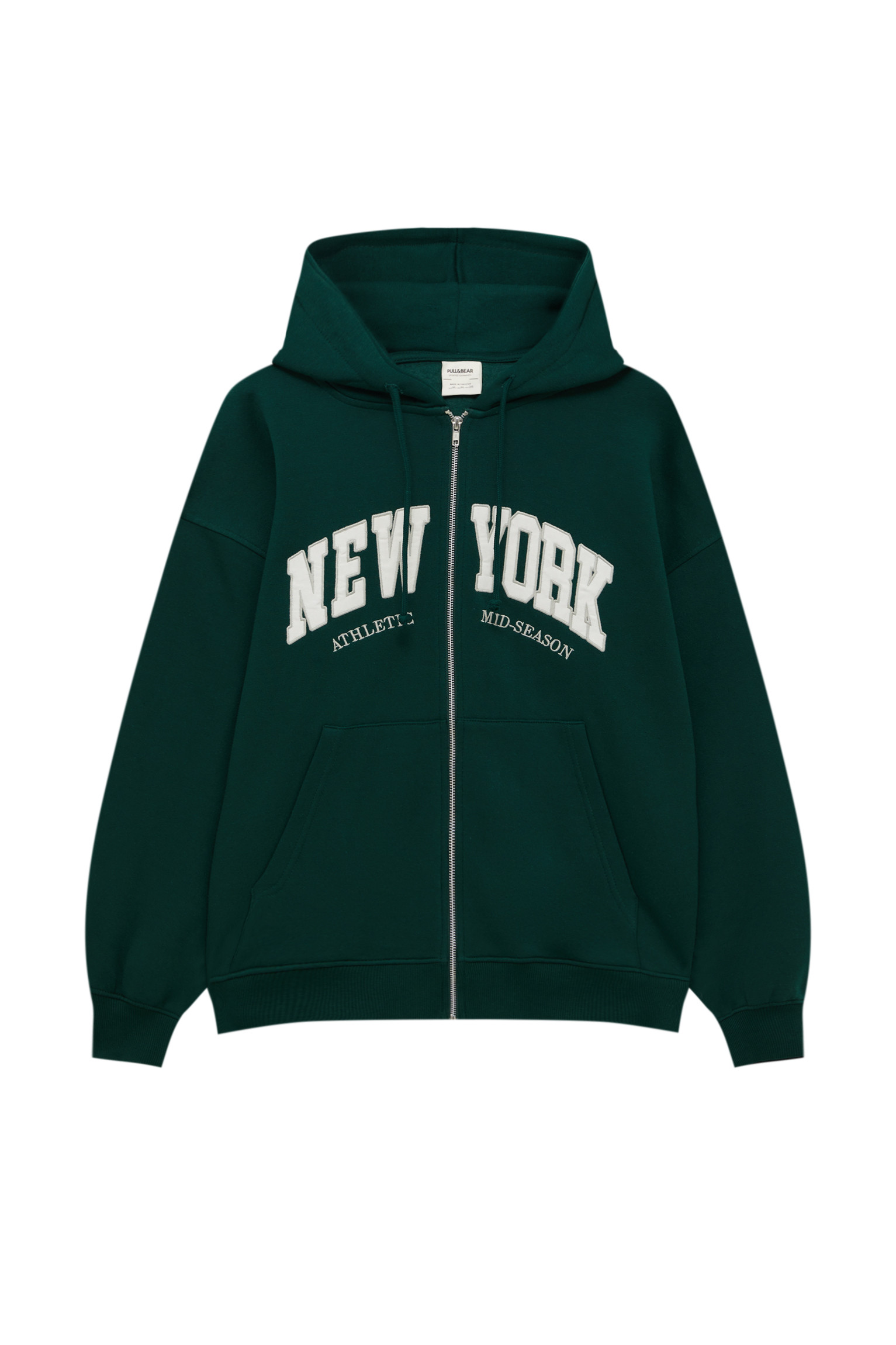 Zip-up varsity sweatshirt with embroidery | PULL and BEAR UK