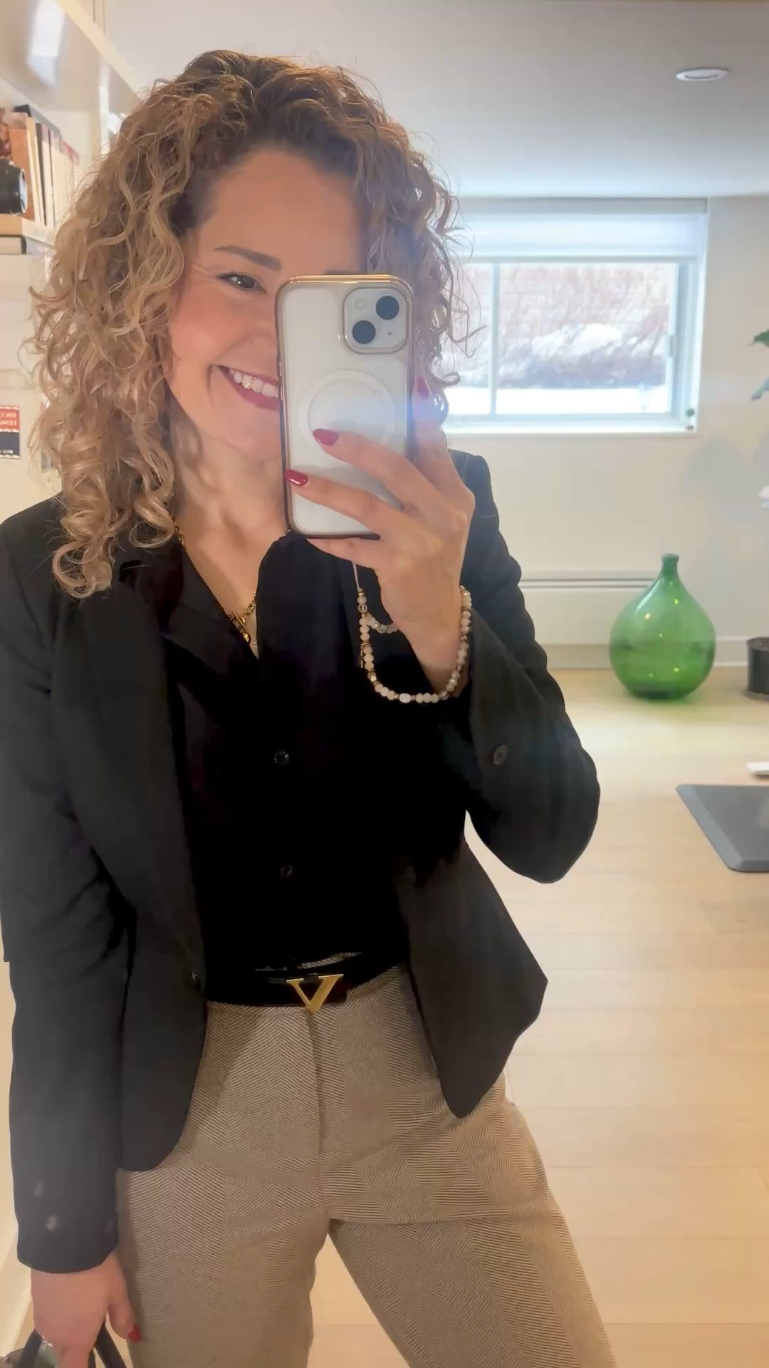 Classic and polished business casual outfit featuring a black blazer, tailored ankle trousers, a chic belt, and patent loafers.

#LTKworkwear #LTKstyletip #LTKshoes