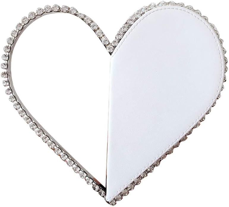Cute Mini Heart Shape Evening Clutch Bag, Rhinestone Diamond Frame Wedding Party Purse Handbag fo... | Amazon (US)