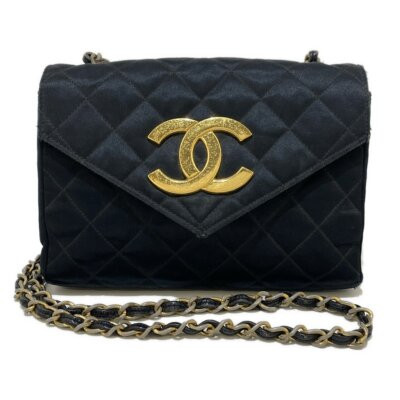 Auth CHANEL Matelasse - Black Silk Satin Shoulder Bag Gold hardware  | eBay | eBay US