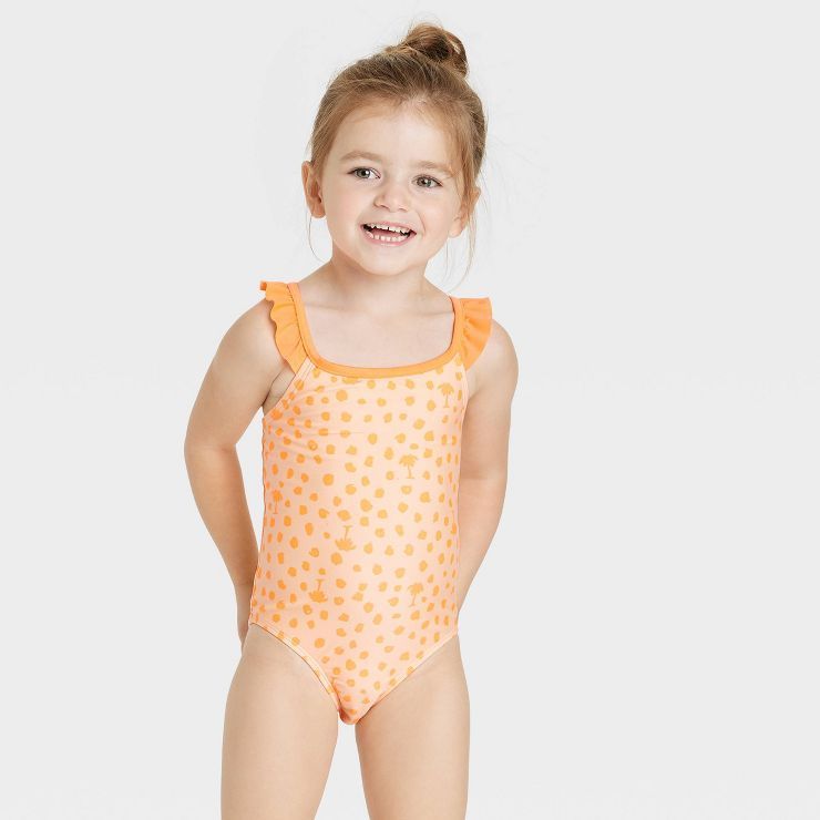 Toddler Girls' Tree One Piece Swimsuit - Cat & Jack™ Orange | Target