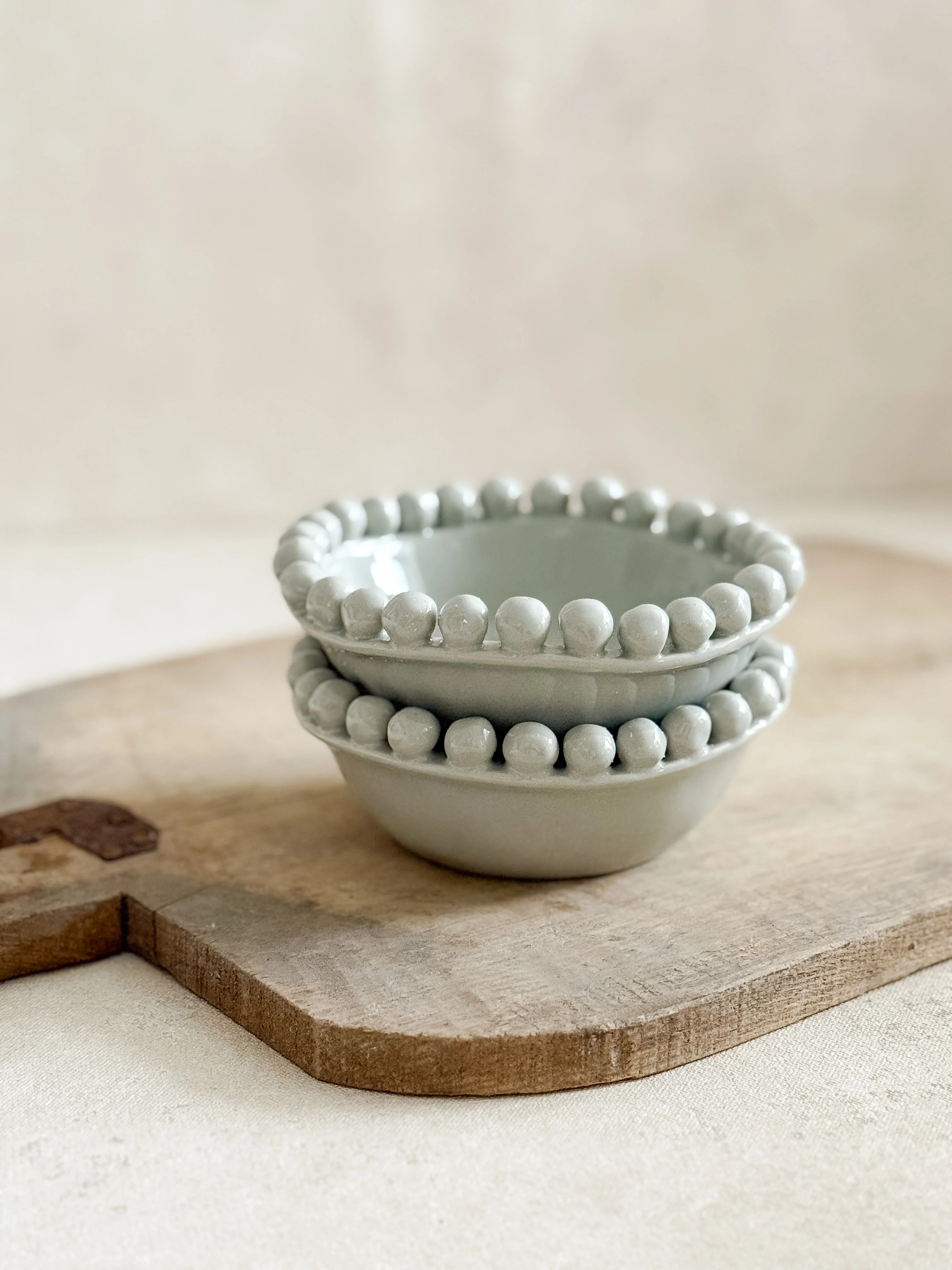 Beaded Ceramic Bowl in Grey | Cottage and Key