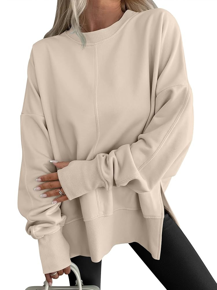 ANRABESS Women Oversized Sweatshirts Thumbhole Long Sleeve Hoodies Shirts 2025 Fall Side Slit Pul... | Amazon (US)
