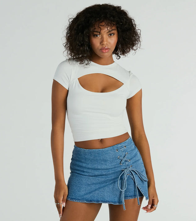 Born To Be Coveted Mid-Rise Lace-Up Denim Skort | Windsor Stores