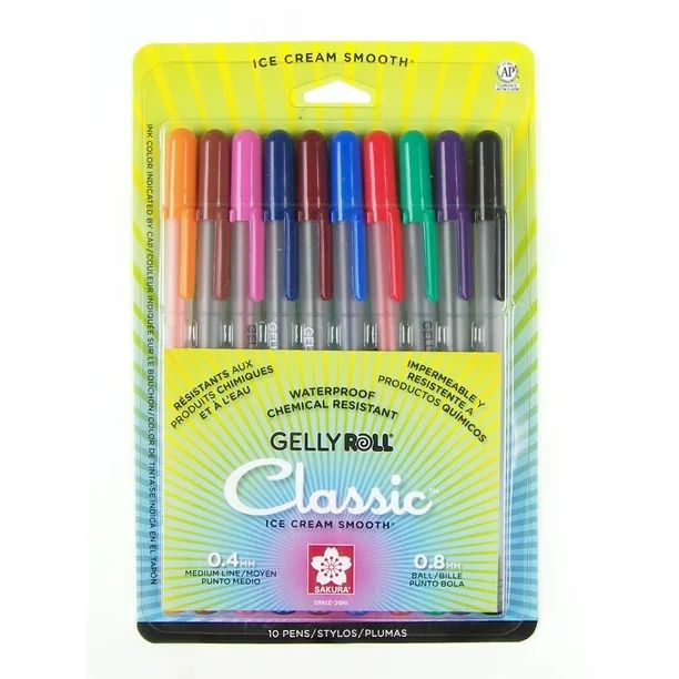 Sakura Gelly Roll Classic Gel Ink, Smooth Ink Flow, Medium Pt 10 Pack | Walmart (US)