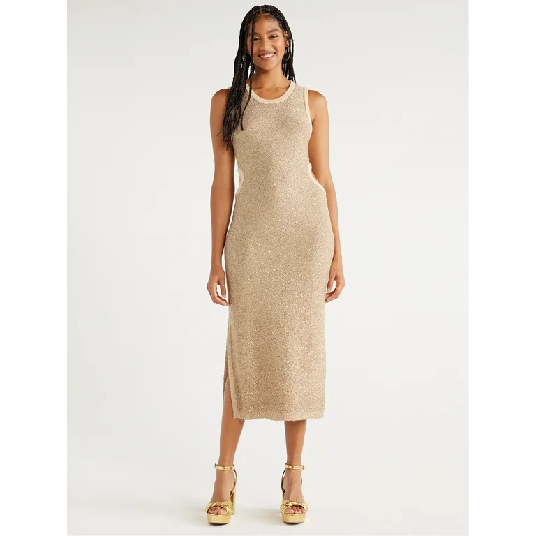 Scoop Women's Sleeveless Sequin Midi Sweater Dress, Sizes XS-XXL | Walmart (US)