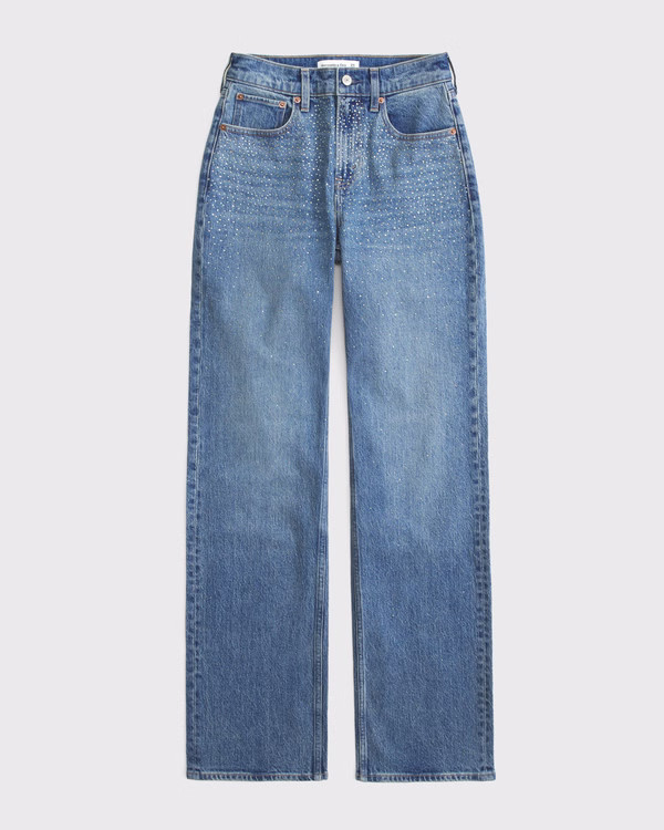 High Rise 90s Relaxed Shiny Embellished Jean | Abercrombie & Fitch (US)
