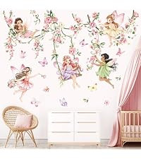 decalmile Flower Fairy Wall Decals Butterfly Girl with Wildflower Sunflower Wall Stickers Girls B... | Amazon (US)
