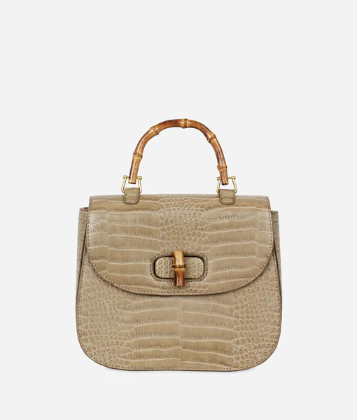 The Bamboo Shoulder Bag - Croc Latte | Fawn Design