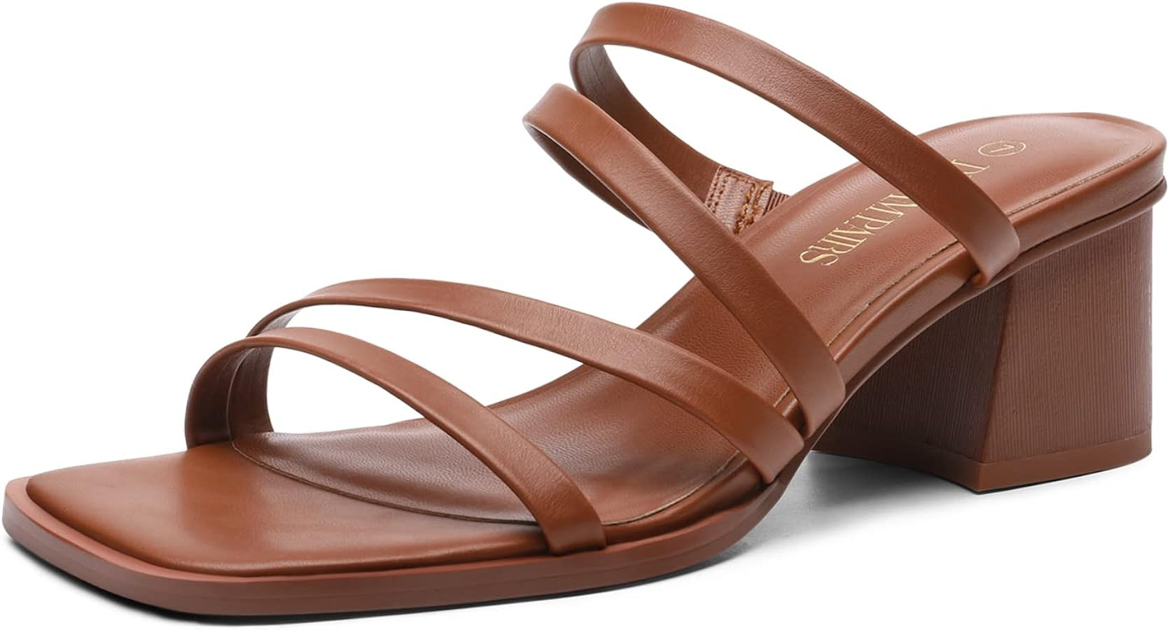 DREAM PAIRS Women's Strappy Heels Block Open Toe Low Heel Chunky Mules Sandals Dress Shoes | Amazon (US)
