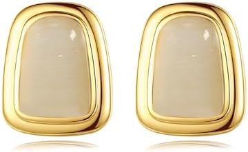 Chunky Gold Square Earrings for Women Boho Vintage Geometric Stone Earrings Big Square Earrings S... | Amazon (US)