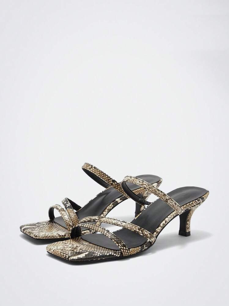 Maija Women's Commuting Versatile Snake Print Strap High Heel Sandals | SHEIN