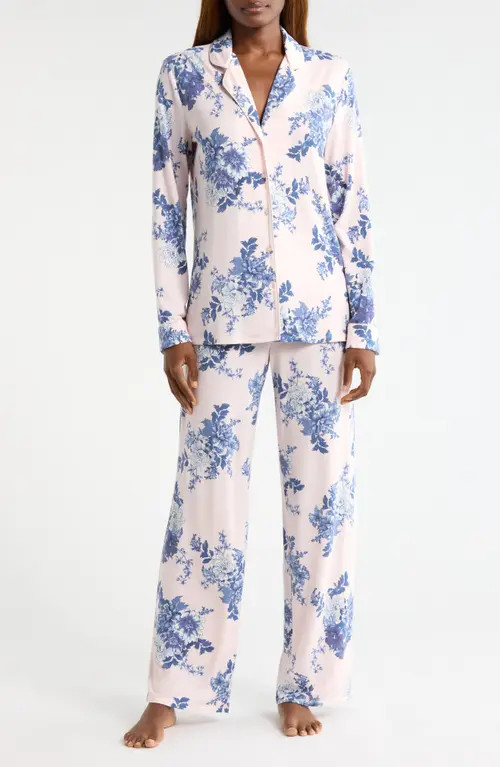 Nordstrom Moonlight Eco Knit Pajamas in Pink- Blue Primavera Floral at Nordstrom, Size Small | Nordstrom