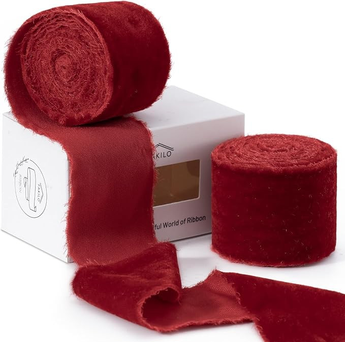 FAKILO 4 Yards Red Velvet Ribbon Christmas Ribbon for Gift Wrapping, 2 Inch Frayed Silk Velvet Ri... | Amazon (CA)