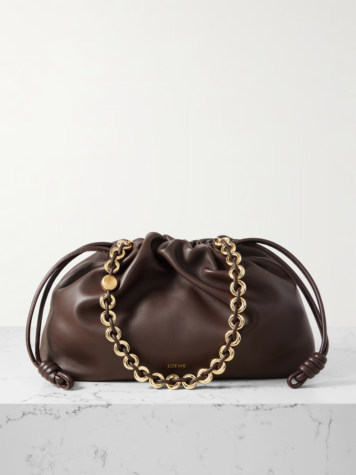 LOEWE - Flamenco Large Leather Shoulder Bag - Dark brown - One size | NET-A-PORTER APAC