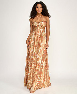 Juniors' Halter Neck Long Dress | Macy's