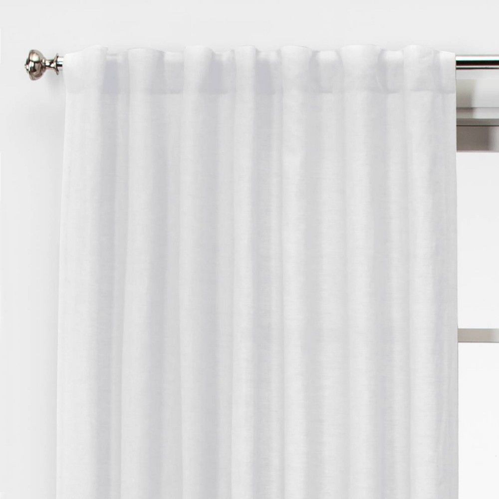 95""x54"" Light Filtering Linen Window Curtain Panel White - Threshold | Target