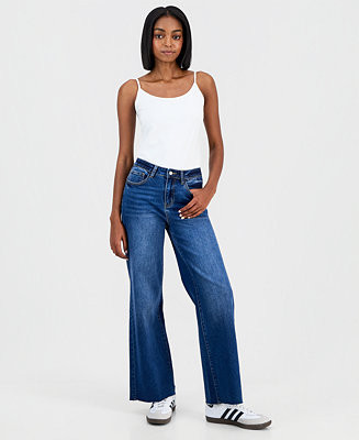 Juniors' High-Rise Curvy-Fit Wide-Leg Jeans | Macy's