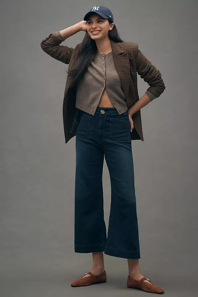 Colette Knit Crop High Rise Wide-Leg Jeans | Anthropologie (US)