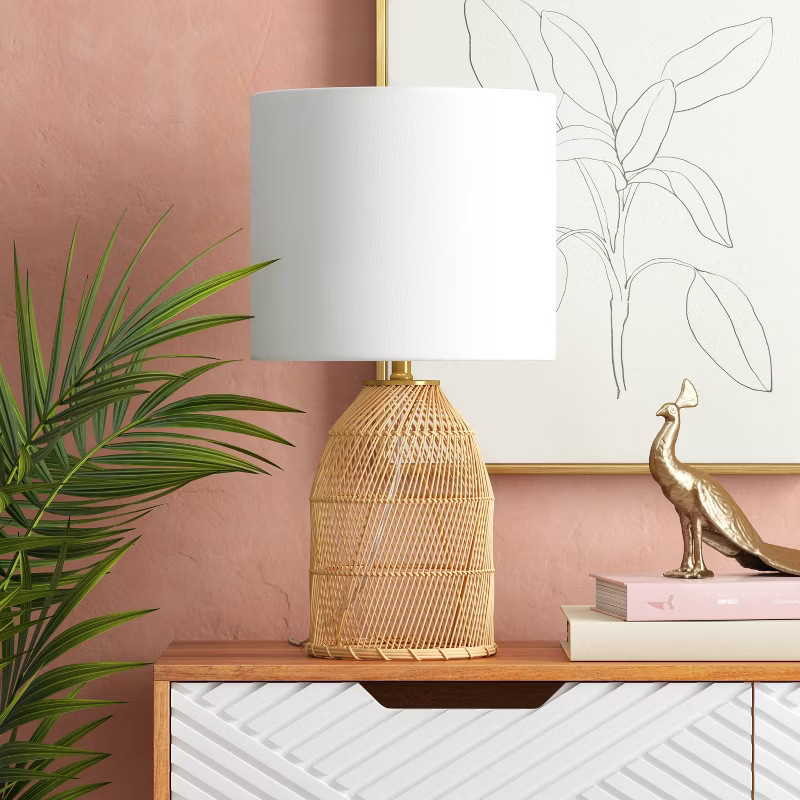 Rattan Diagonal Weave Table Lamp Tan - Opalhouse™ | Target