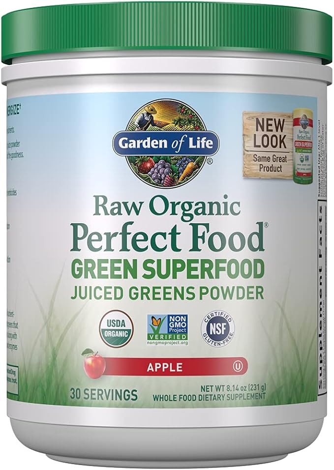 Garden of Life Raw Organic Perfect Food Green Superfood Juiced Greens Powder - Apple, 30 Servings... | Amazon (US)