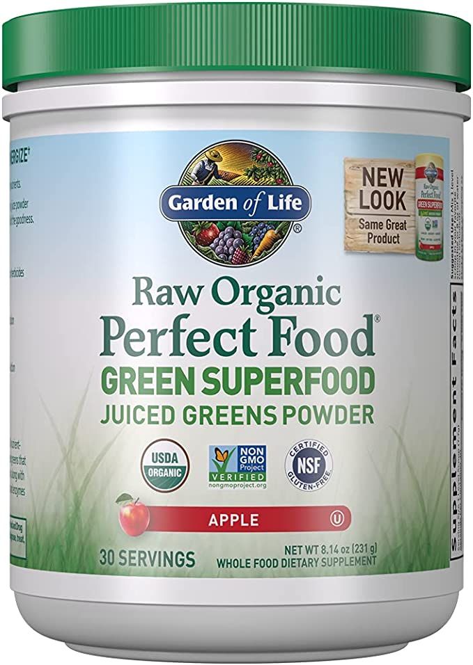 Garden of Life Raw Organic Perfect Food Green Superfood Juiced Greens Powder - Apple, 30 Servings... | Amazon (US)
