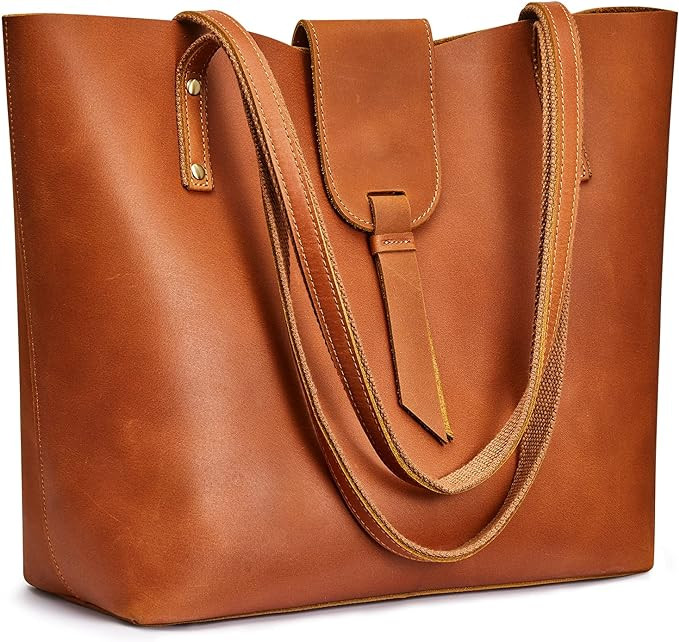 S-ZONE Genuine Leather Tote Bag for Women with Purse Organizer Large Shoulder Handbags Work | Amazon (US)