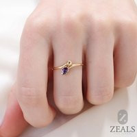14K Solid Gold Pear Amethyst Ring, Purple Gemstone February Birthstone Graduation Gifts, Thin Band H | Etsy (US)