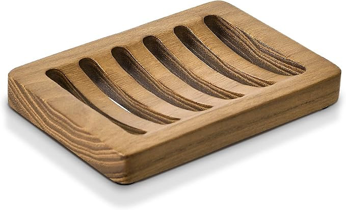 【Teak】 Wood Bathroom Soap Dish for Bar Soap, SUBEKYU Draining Wooden Soap Holder for Shower, ... | Amazon (US)