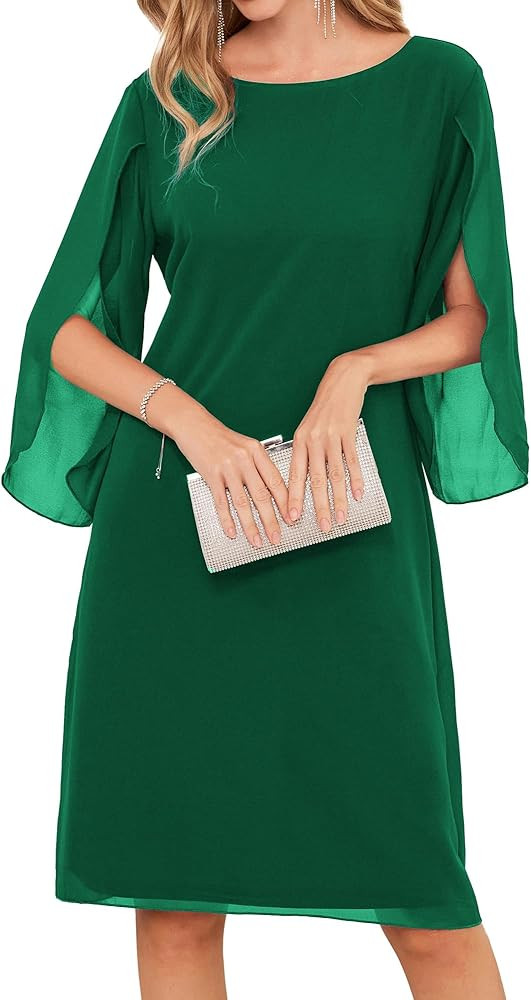 GRACE KARIN Womens Chiffon Dresses Flutter Sleeve Party Wedding Cocktail Dress Size 8-20 | Amazon (US)