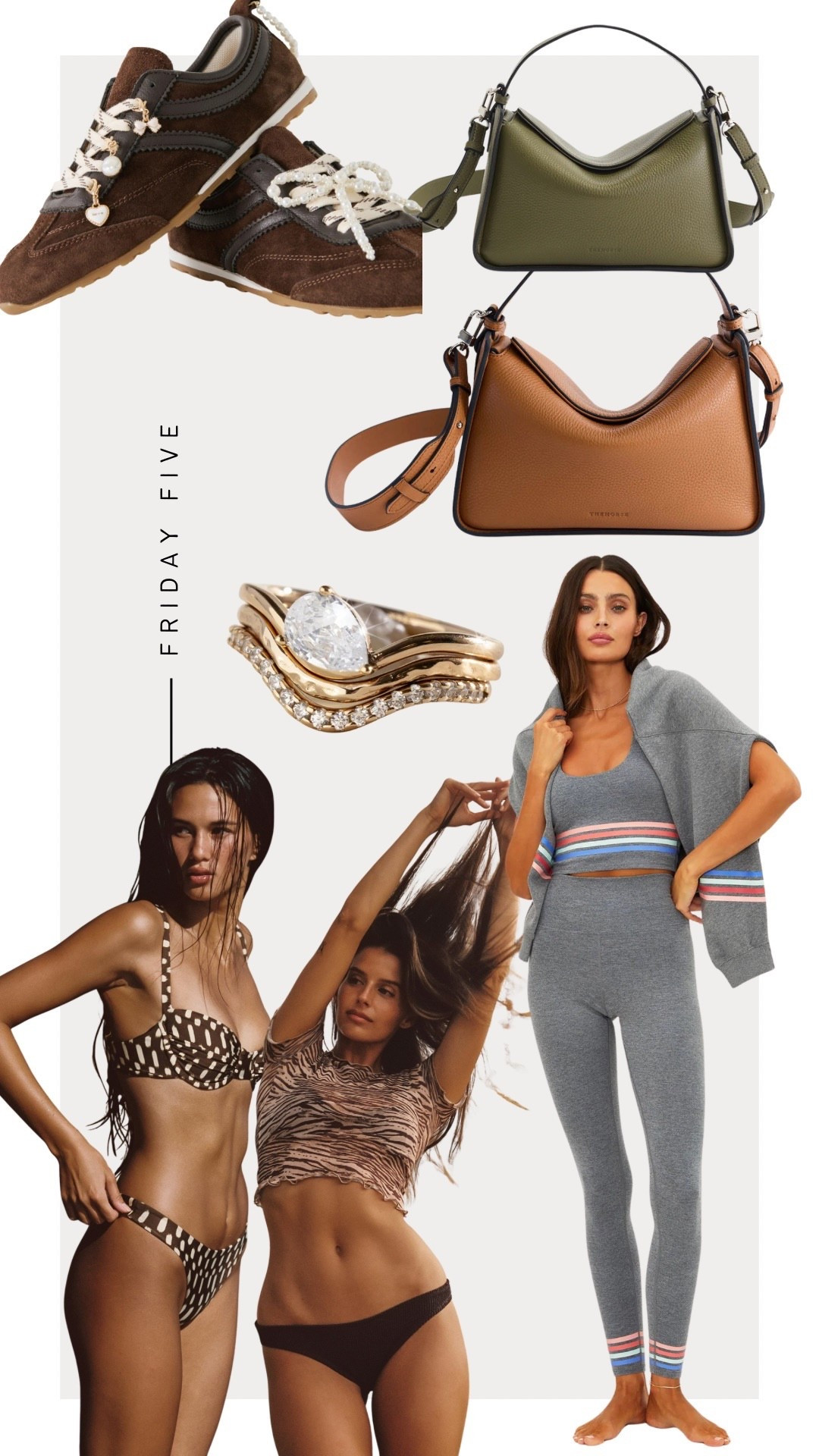 Dolce Vita Viper Sneakers 
The Horse Clementine Bag 
Made by Mary Tova Ring Set
Skatie Weke & Waikoko Prints (can’t link here - on my ShopMy)
Beach Riot Horizon Set