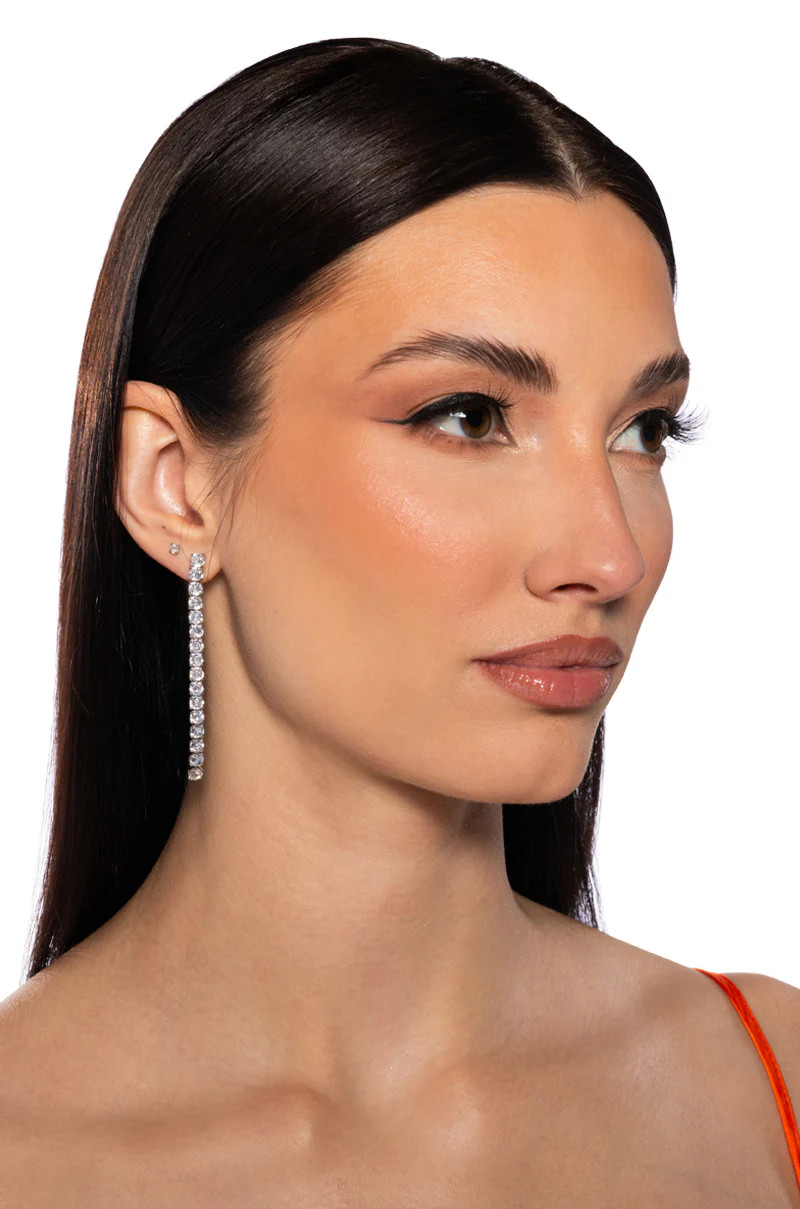 RHINESTONE DROP EARRING IN SILVER | AKIRA