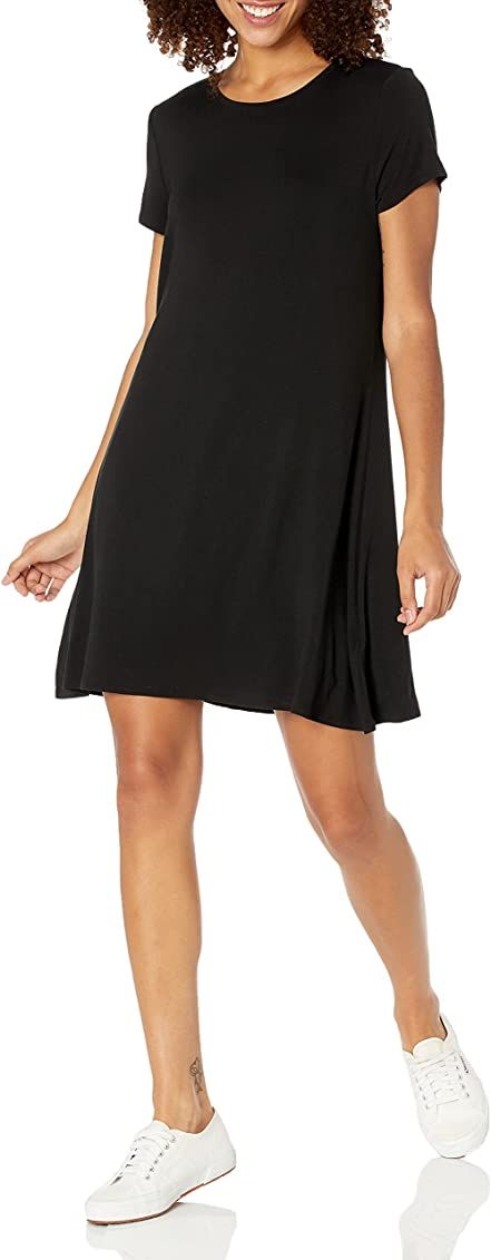 Amazon Essentials Women's Short-Sleeve Scoop Neck Swing Dress | Amazon (US)