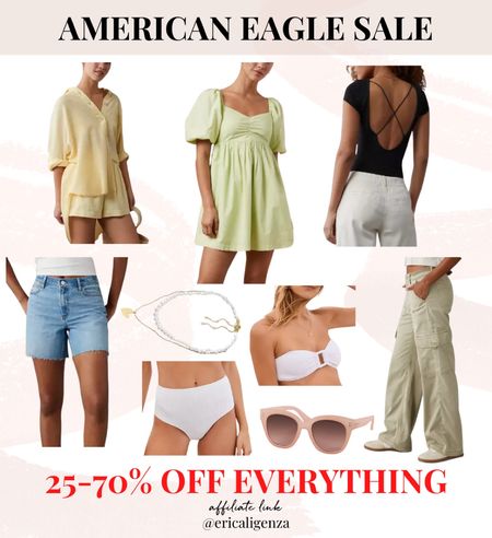 American Eagle Sale 🤩

Oversized button down // puff sleeve mini dress // strappy back bodysuit // Jean shorts // cargo pants // white bikini // layered necklace // blush colored sunglasses 

#LTKsalealert #LTKSeasonal #LTKstyletip