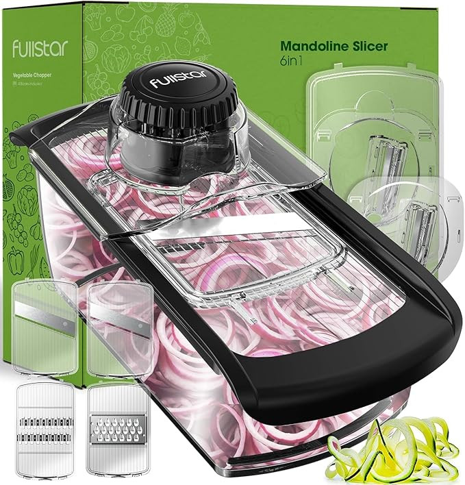 Fullstar Mandoline Slicer for Kitchen, Fruit Cutter, Cheese Grater, Cucumber Slicer, Veggie Spira... | Amazon (US)