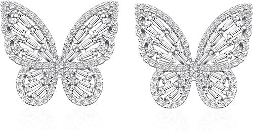 GELVTIC Butterfly Earrings for Women Gold Crystal Earrings Fashion Cubic Zirconia Sterling Silver... | Amazon (US)
