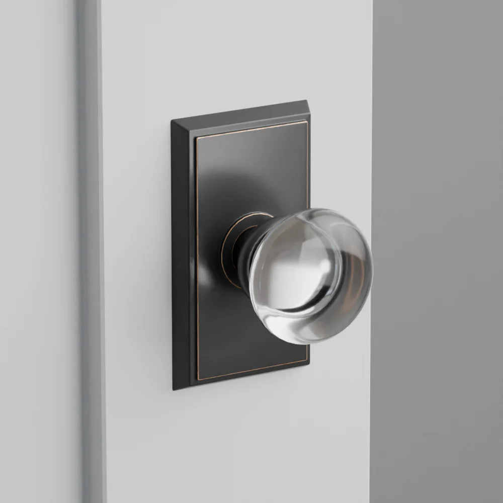 Glass Providence Door Knob on Rectangular Rosette | San Diego Hardware