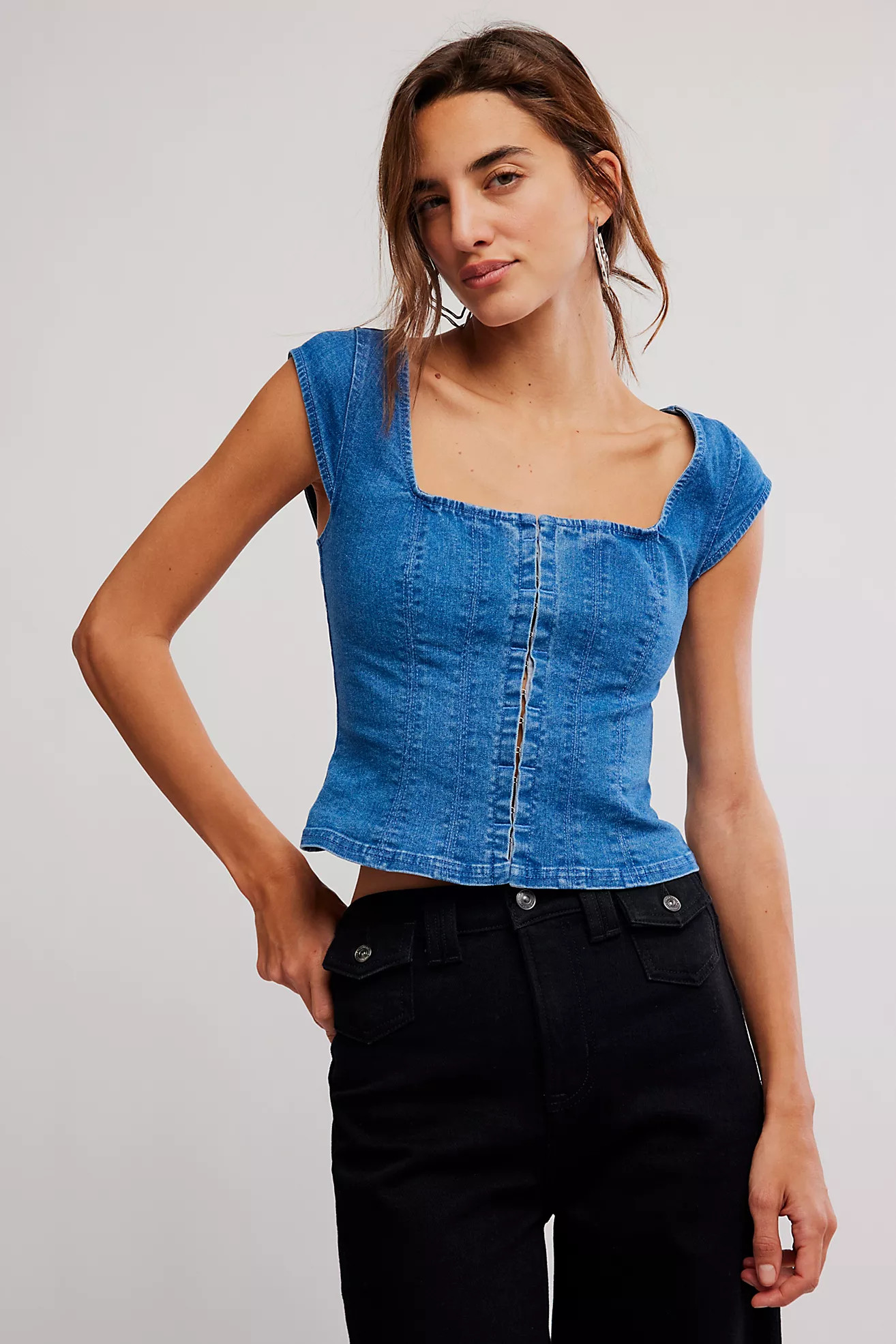 Marilyn Denim Corset | Free People (Global - UK&FR Excluded)