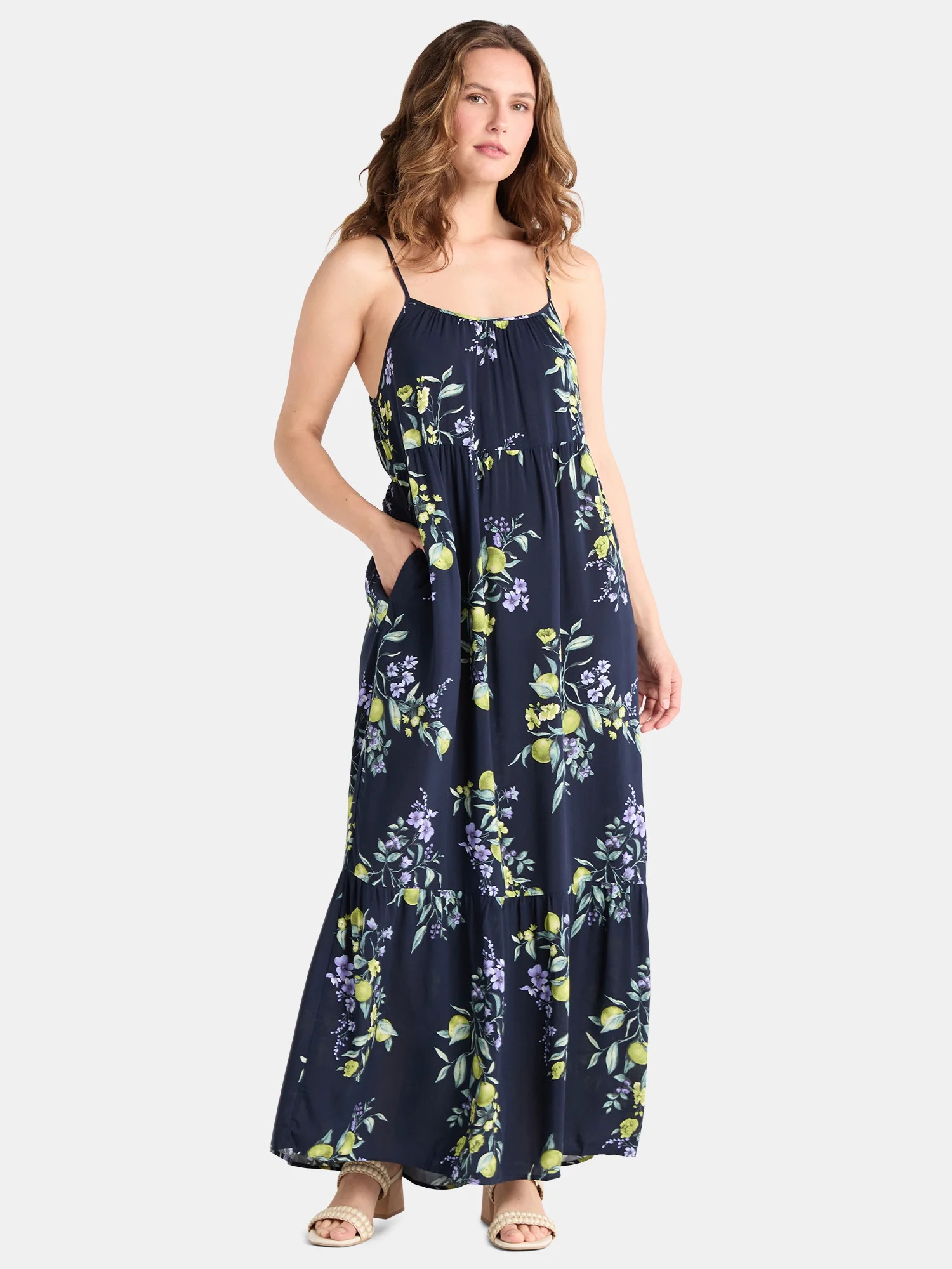 Time and Tru Women's Tiered Maxi Dress, Sizes XS-XXXL | Walmart (US)