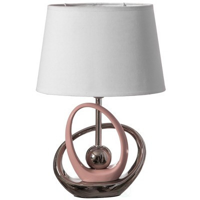 Designer table lamps, 16" Ceramic Table Lamp, Reflecting Silver and Pink Circular Stand and White Cotton Lampshade, Lamp for Living Room or Bedroom | Target