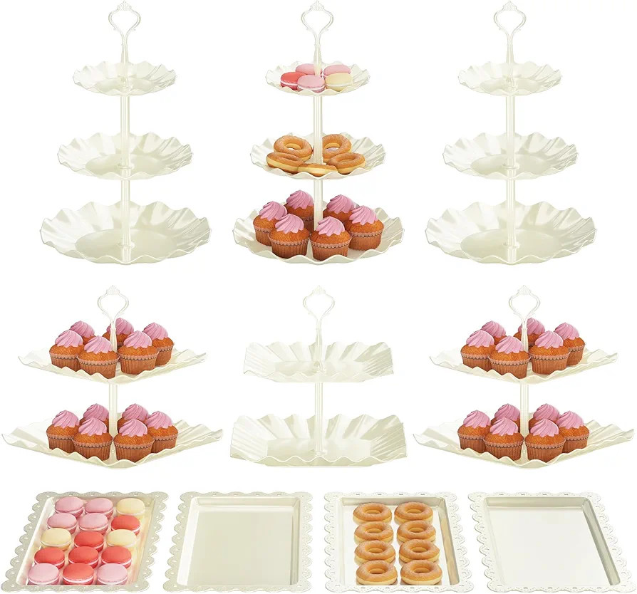 10 PCS Cupcake Stand Holder, Dessert Table Display Set, Treat Table Candy Cake Desert Tiered Tray... | Amazon (US)