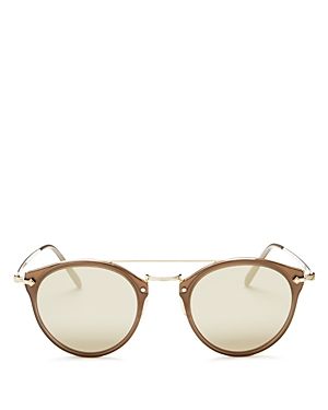 Oliver Peoples Remick Mirrored Brow Bar Round Sunglasses, 49mm | Bloomingdale's (US)