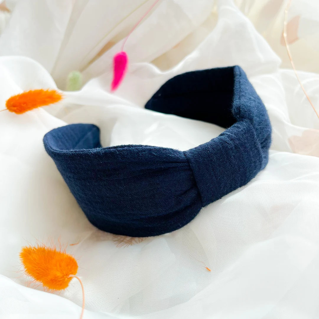 Navy Flat Knot Headband | Wide Turban Hairband, Plain Navy Blue Hair Accessory - Etsy UK | Etsy (Global)