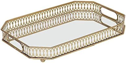 BBA SUNRISE Perfume Tray - Vanity Tray with Rectangle Metal - Gold Mirror Tray - Large Perfume Gl... | Amazon (US)