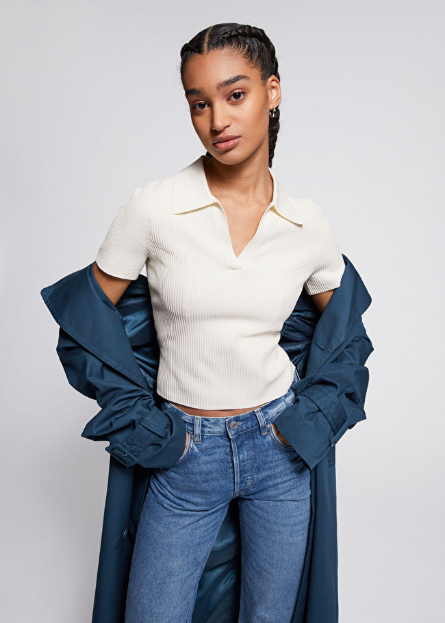 Cropped Open Collar Knit Top | & Other Stories US