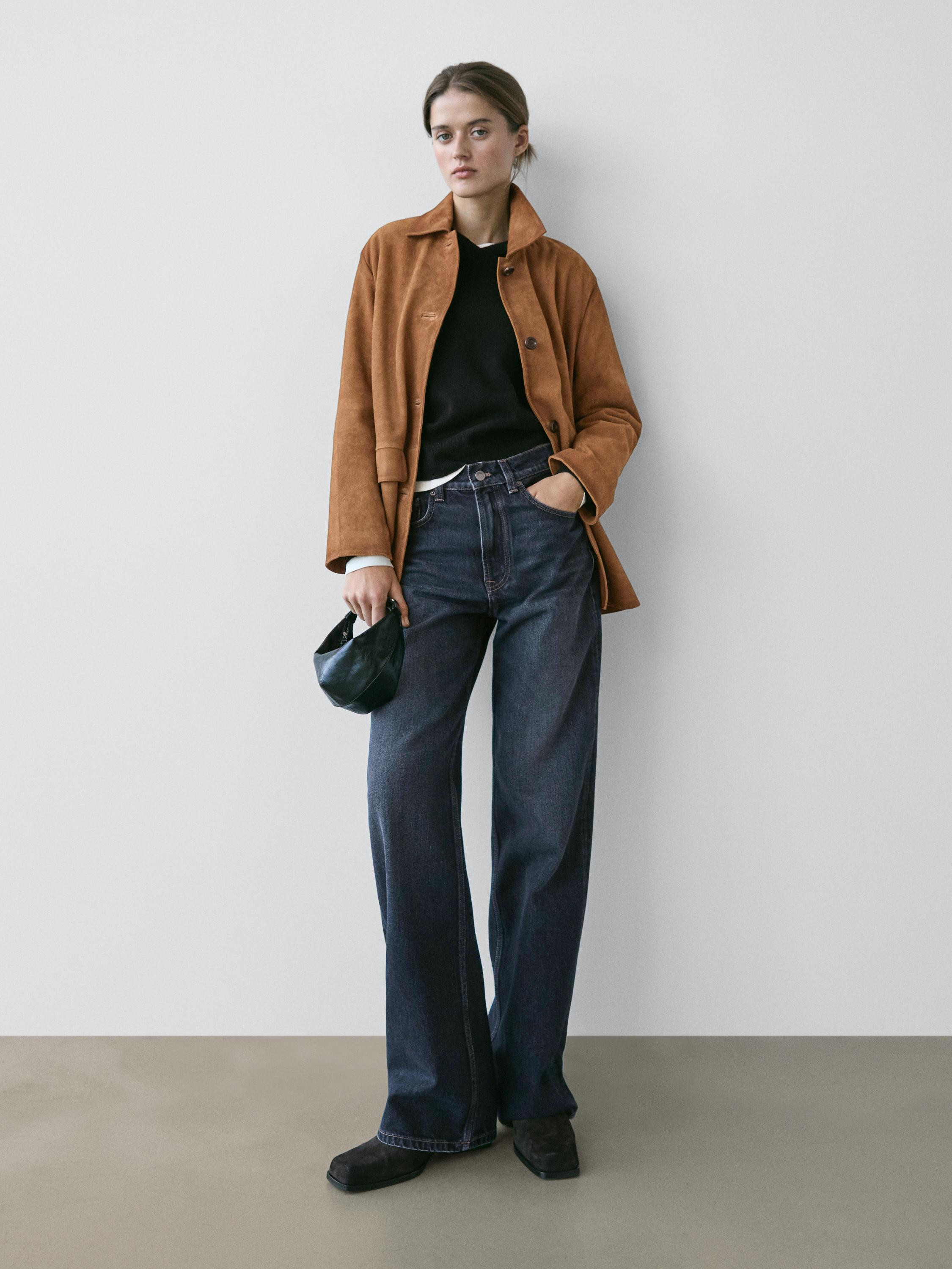 Wide-Leg-Jeans mit hohem Bund | Massimo Dutti DE