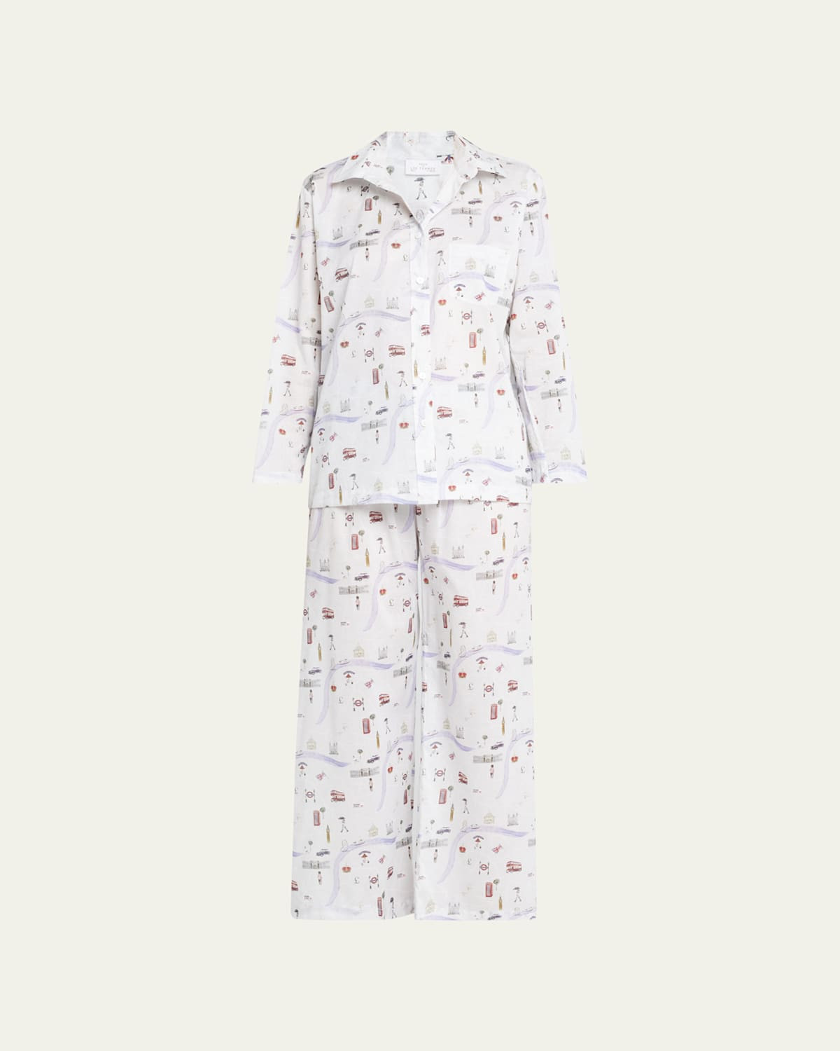 Map-Print Cotton Pajama Set | Bergdorf Goodman