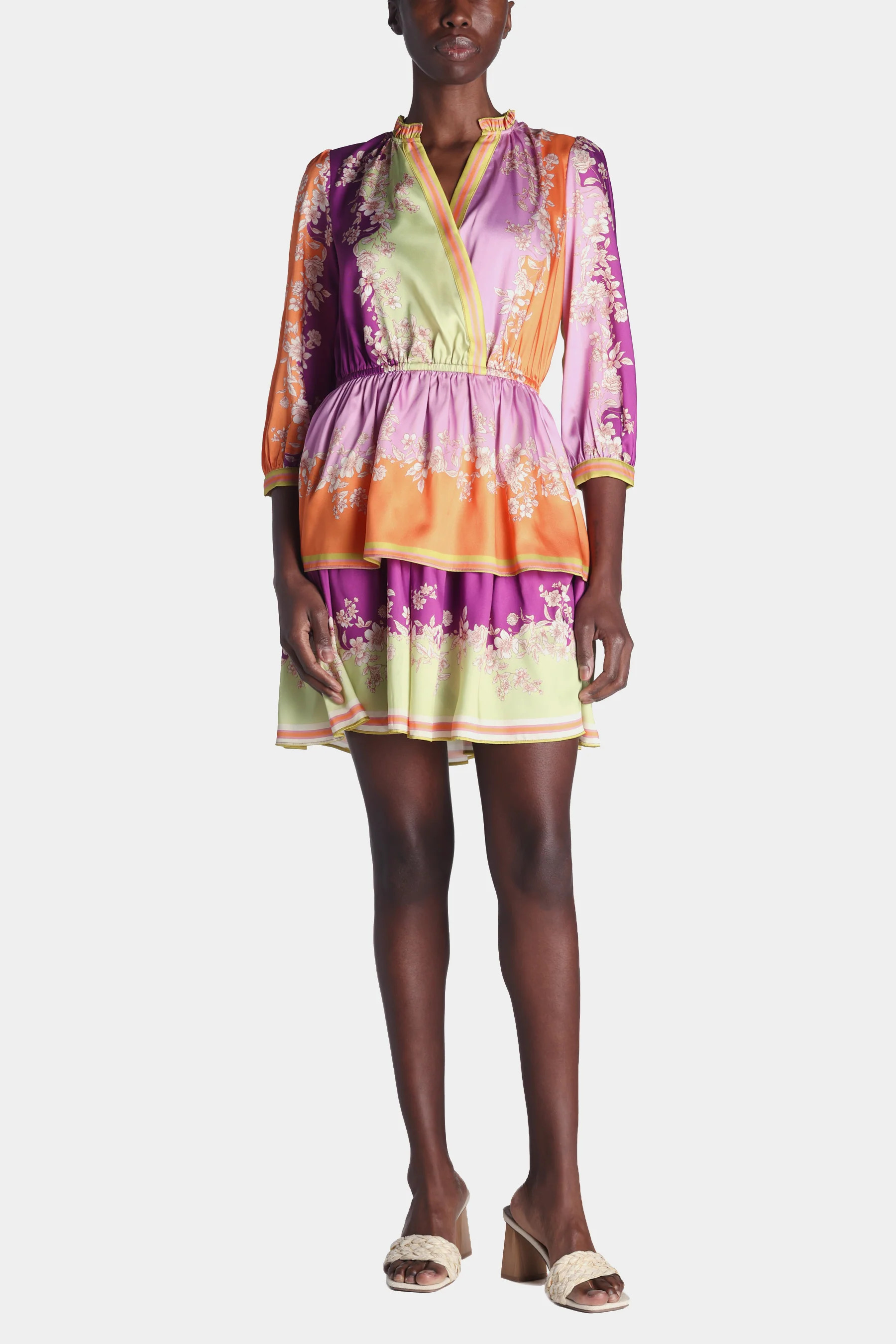 Current Air Women's 3/4 Sleeve Surplus Border Print Mini Dress in Multi Medium Lord & Taylor | Lord & Taylor